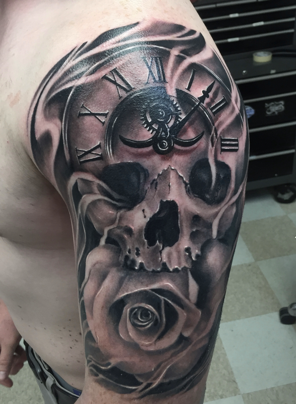 Clock Skull By Jay Michalak TattooNOW